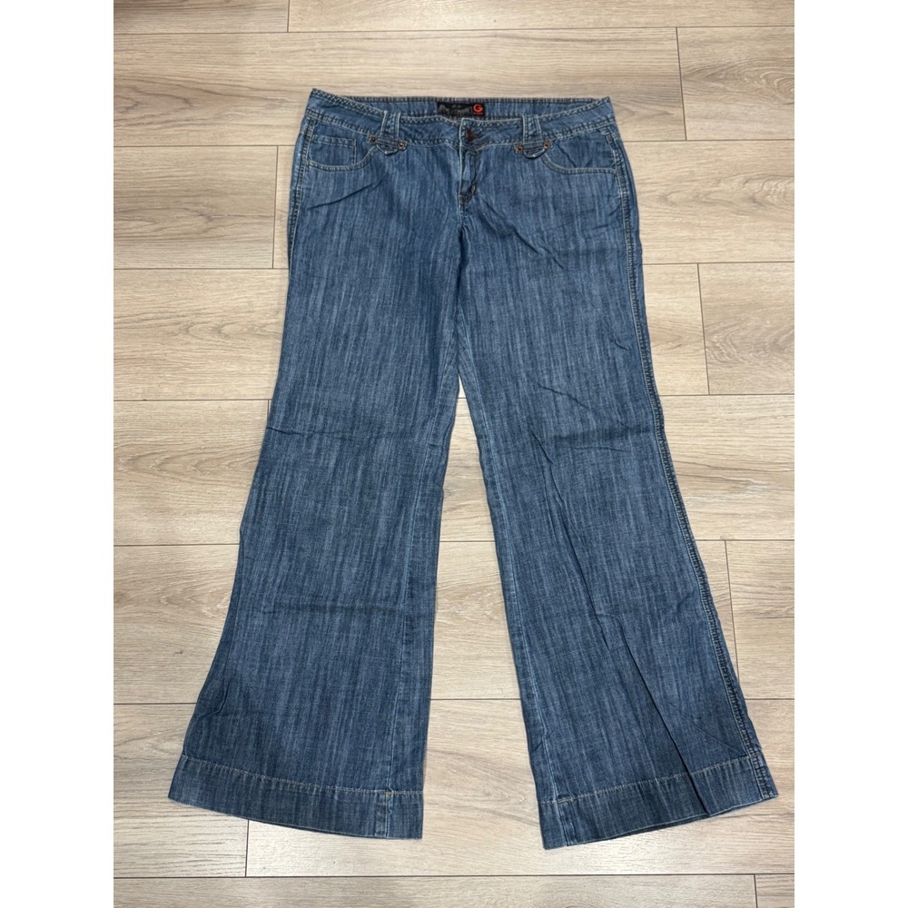G by GUESS Women Blue Wide Leg Low Rise Denim Jeans Medium Wash Y2K Style